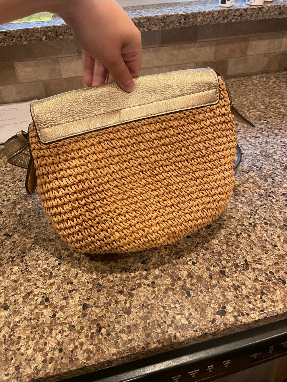 Michael Kors Tan Straw Crossbody with Gold Flap - Picture 2 of 5